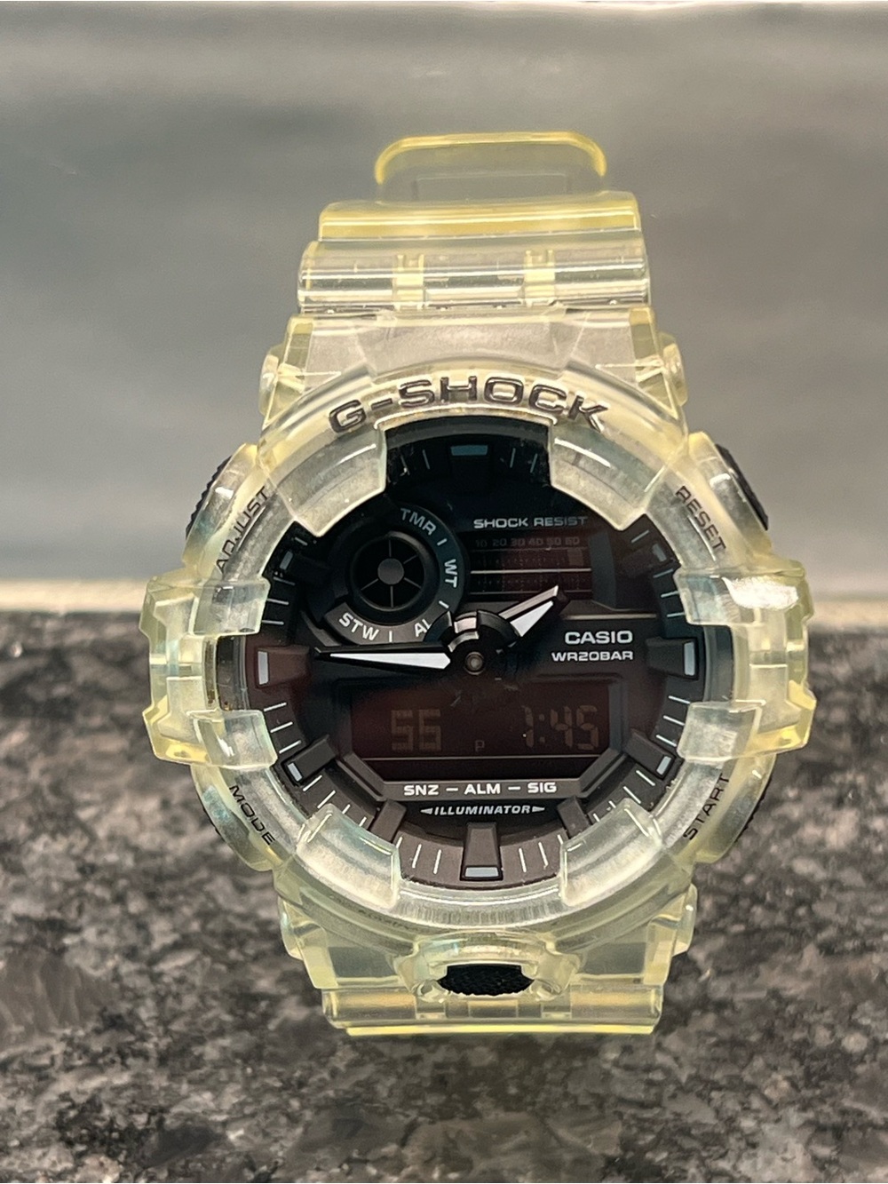 Casio G-SHOCK Translucent pale Yellow and Black Sport Watch